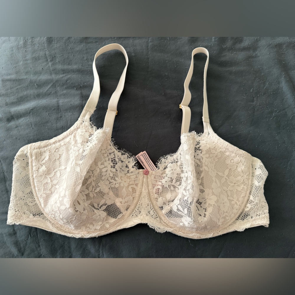 Victoria's Secret Wicked Unlined Lace Bra Coconut White 42D